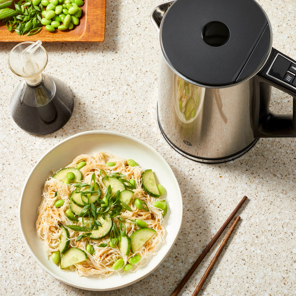 Sesame Rice Noodle Salad with Edamame and Cucumber
