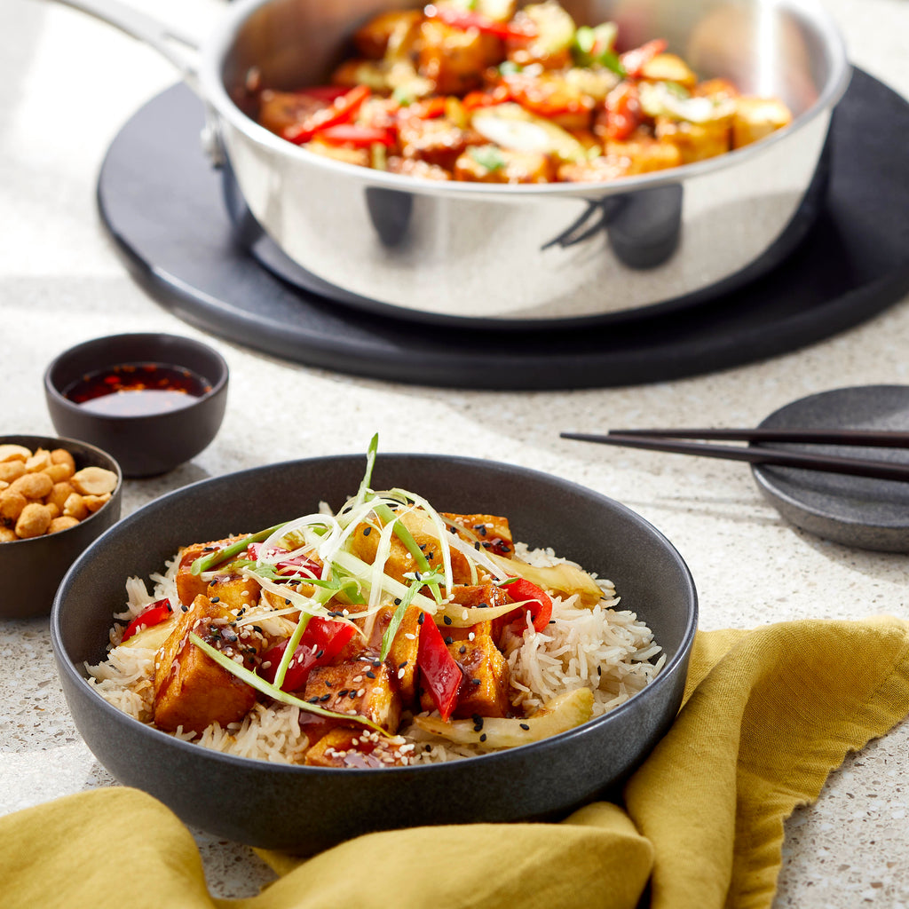 Soy-Sesame Tofu Stir-Fry with Gingery Vegetables